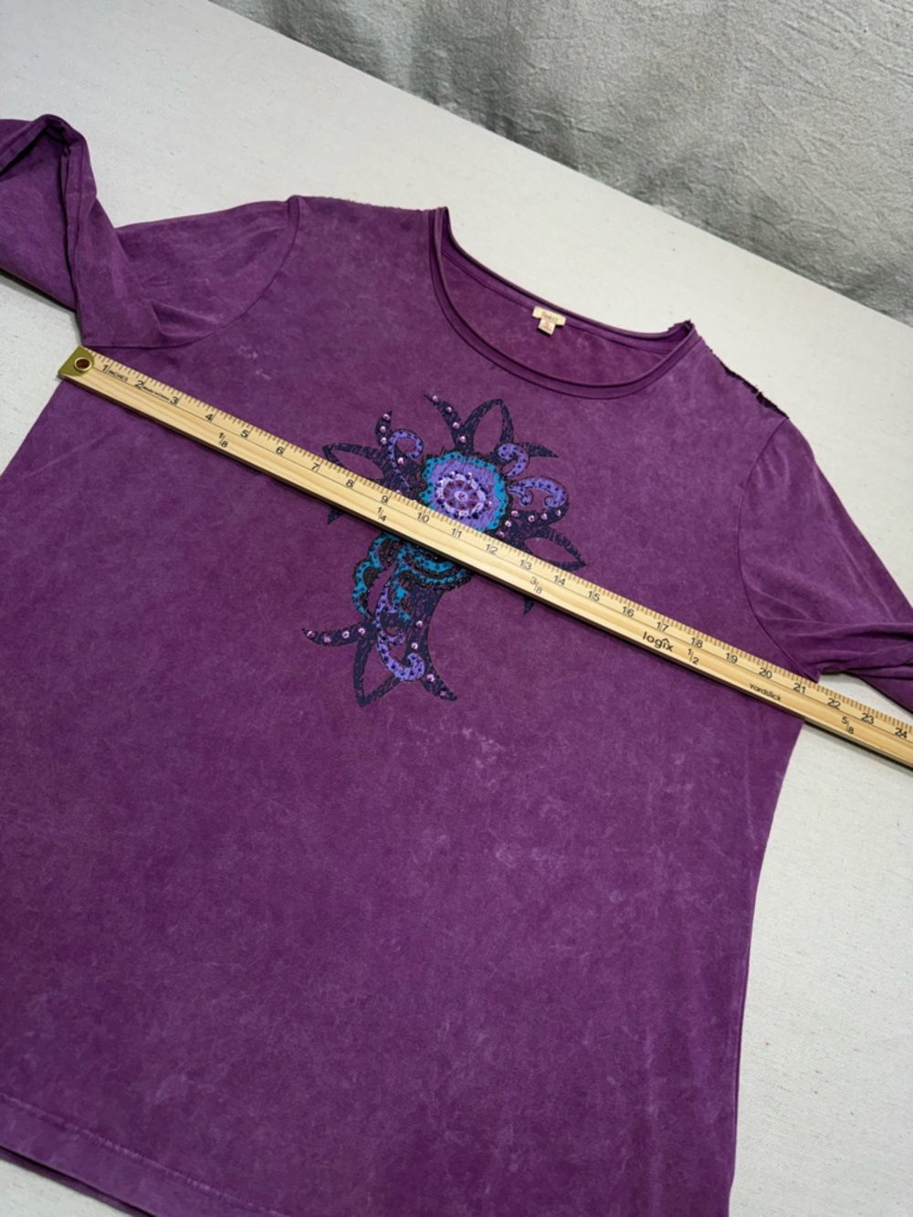Rena - Purple Floral Embellished Women’s Top - Size XL - Picture 14 of 16